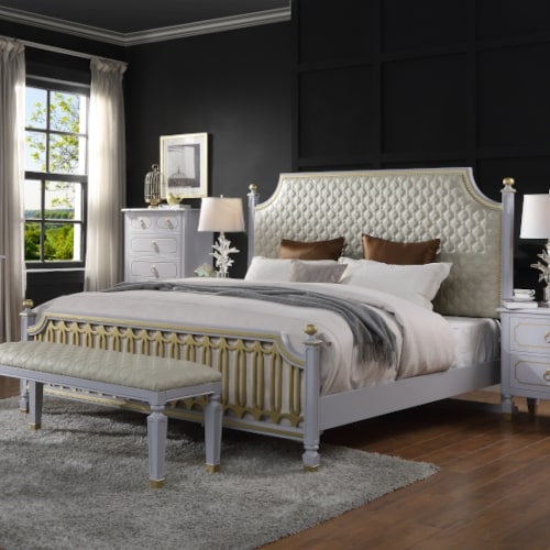 ACME House Marchese CK Bed - Beige/Pearl Gray