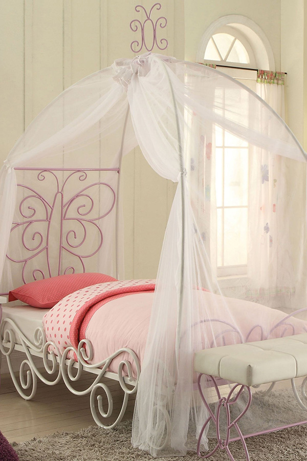 ACME - Priya II White and Light Purple Canopy Bed