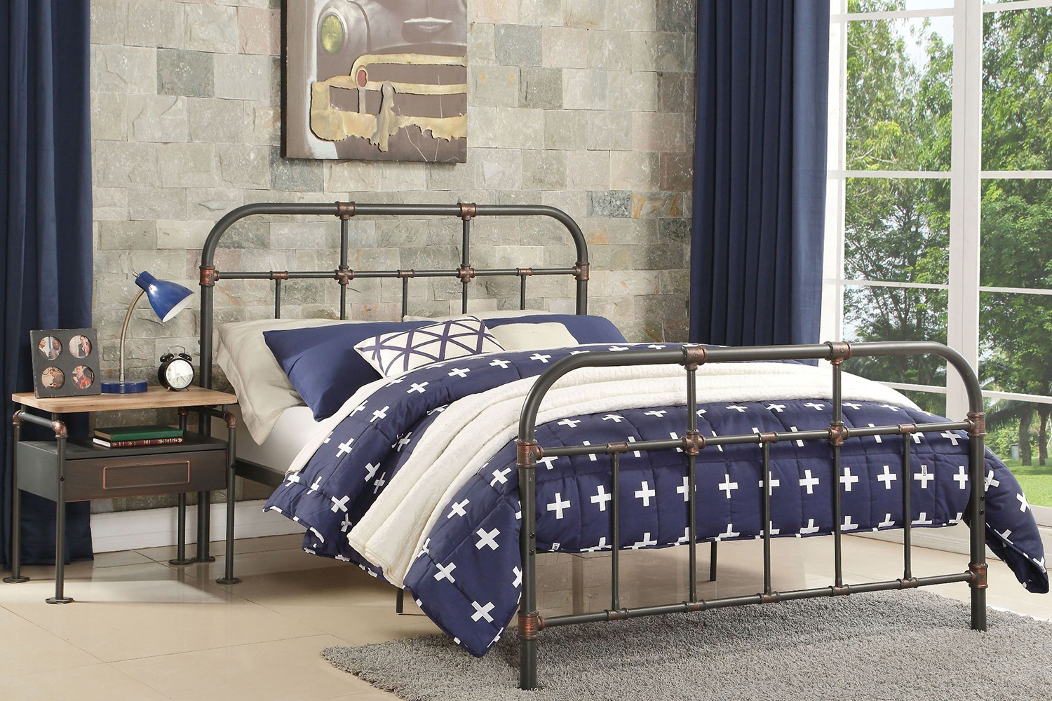 ACME - Nicipolis Sandy Gray Metal Bed