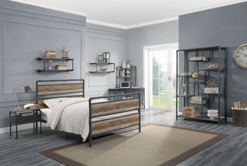 ACME - Brantley Full Bed in Antique Oak/Sandy Gray