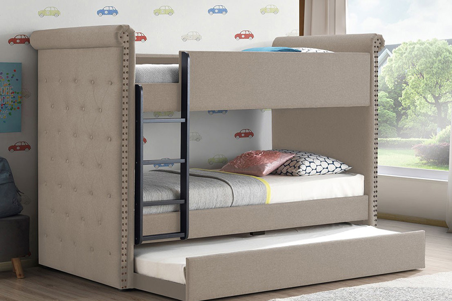 ACME Romana II Twin over Twin Bunk Bed with Trundle - Beige