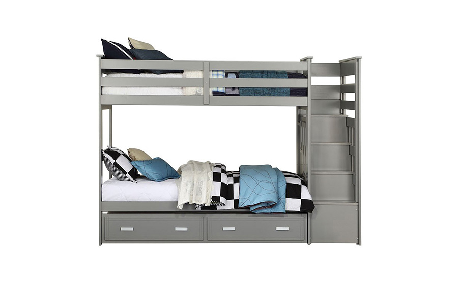 ACME Allentown Twin Bunk Bed with Trundle - Gray