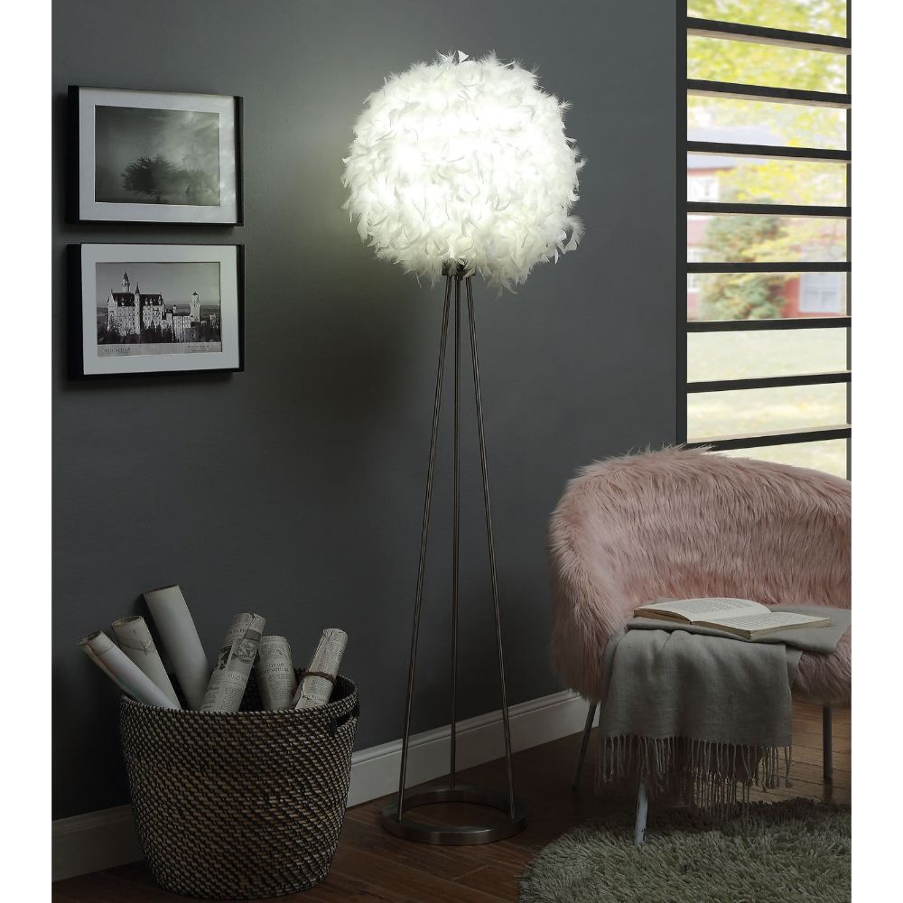 ACME - Theodosia Floor Lamp in Sandy Nickel