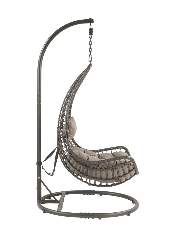 ACME - Uzae Hanging Chair in Gray/Charcoal Wicker