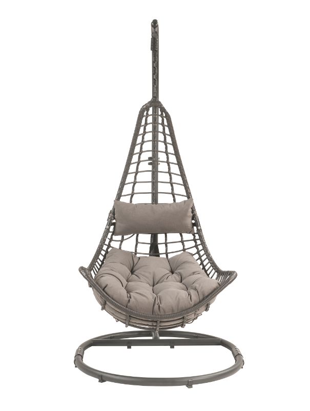 ACME - Uzae Hanging Chair in Gray/Charcoal Wicker