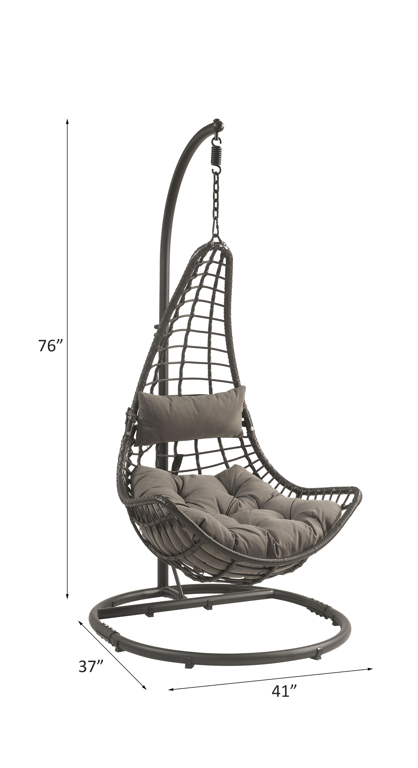 ACME - Uzae Hanging Chair in Gray/Charcoal Wicker