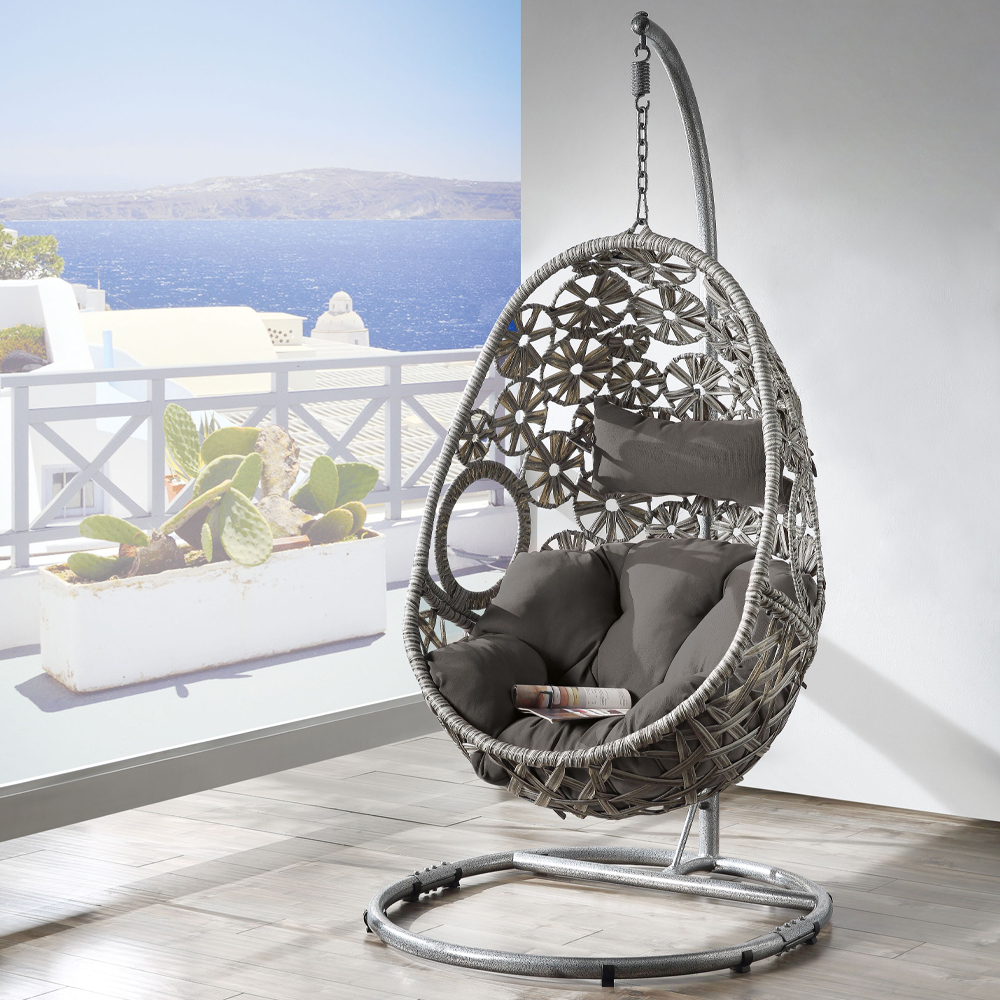 ACME - Sigar Hanging Chair in Light Gray/Wicker