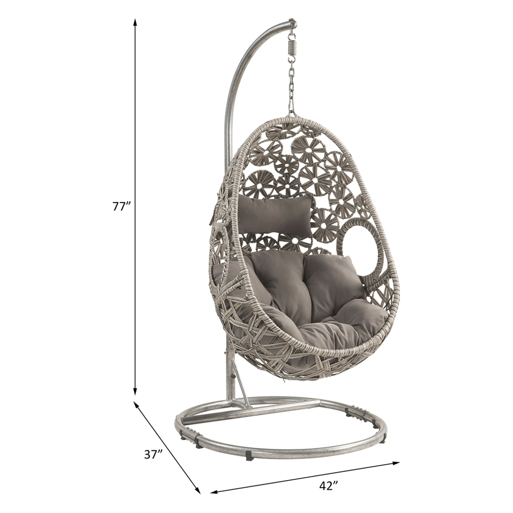 ACME - Sigar Hanging Chair in Light Gray/Wicker