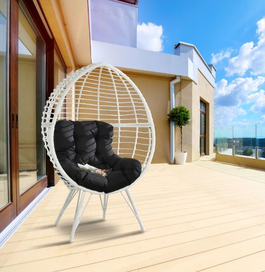 ACME - Galzed Patio Lounge Chair in Black/White Wicker