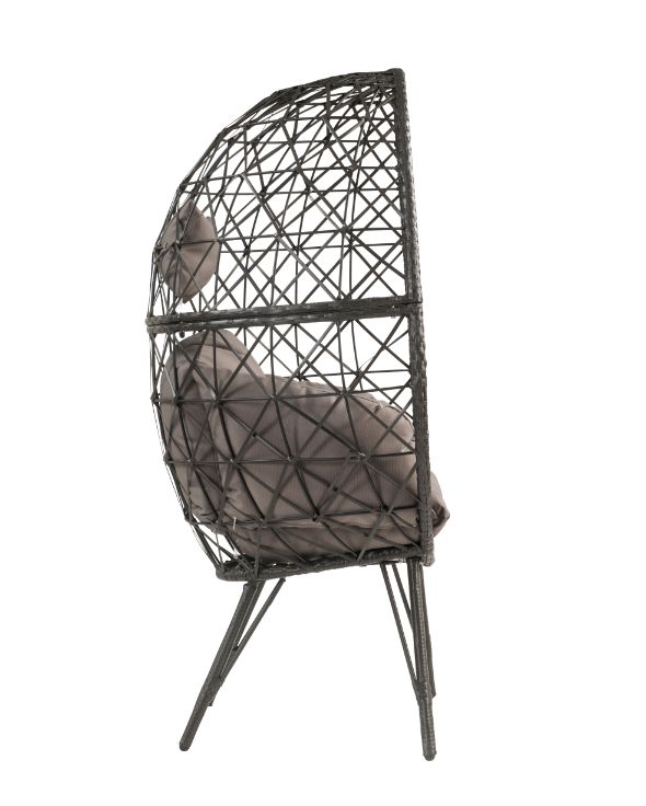 ACME - Aeven Patio Lounge Chair in Light Gray/Black Wicker