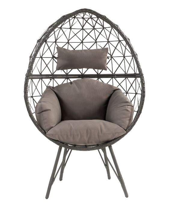 ACME - Aeven Patio Lounge Chair in Light Gray/Black Wicker