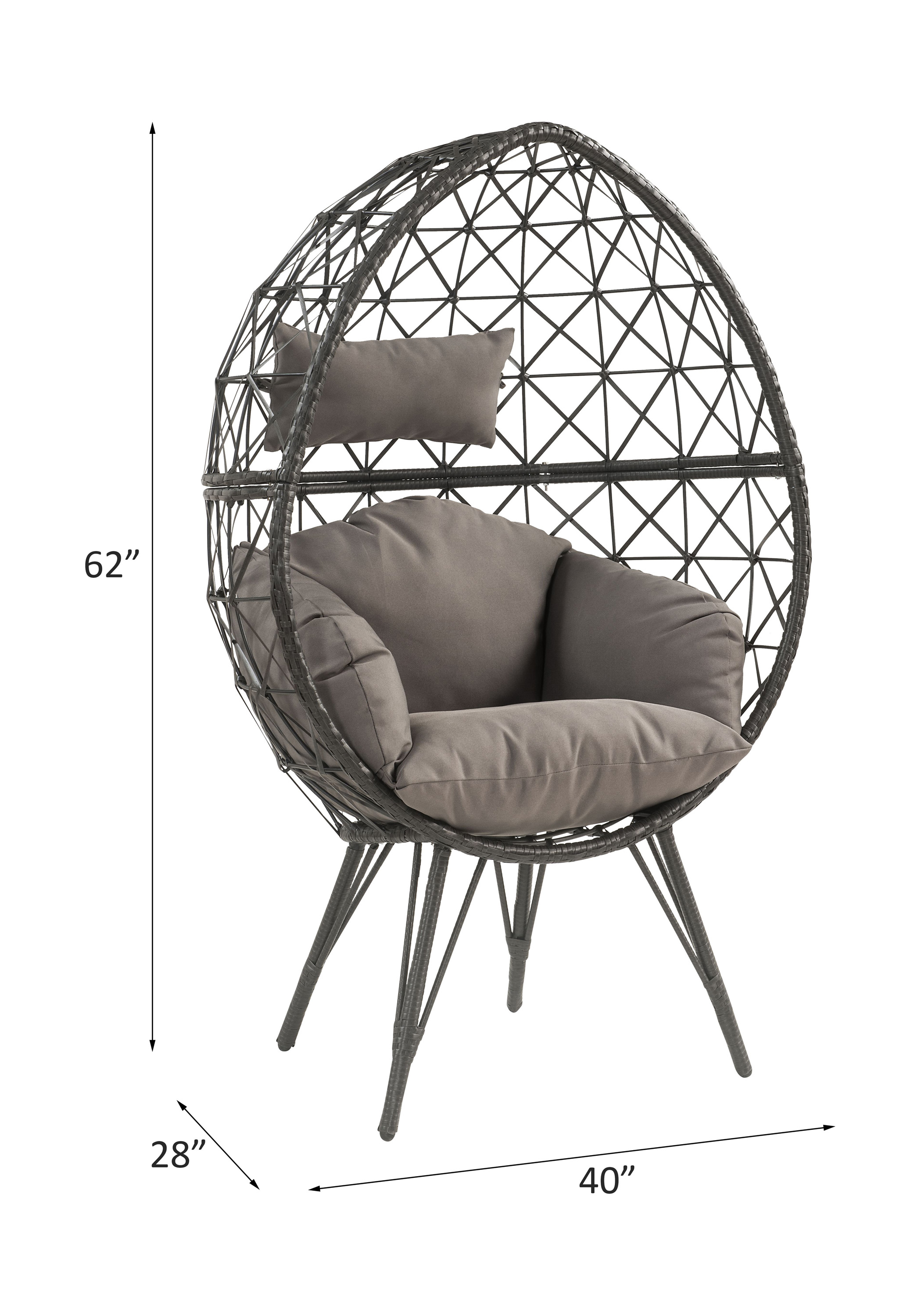 ACME - Aeven Patio Lounge Chair in Light Gray/Black Wicker