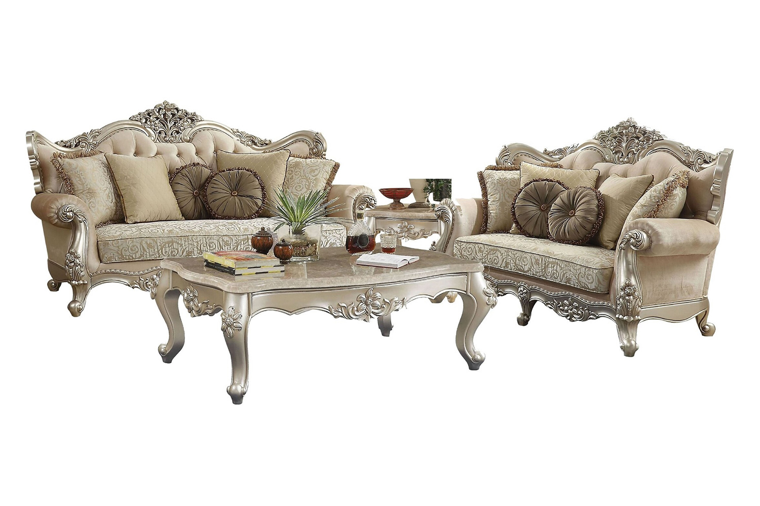 ACME - Bently Loveseat with 5 Pillows  (Same LV01580) in Champagne