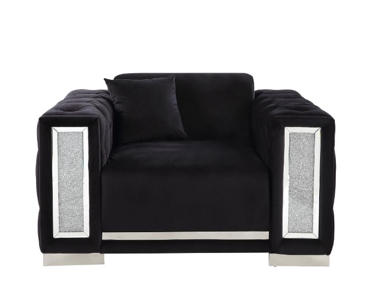 ACME™ Trislar Chair with Pillow (Same Lv01399) - Black Velvet