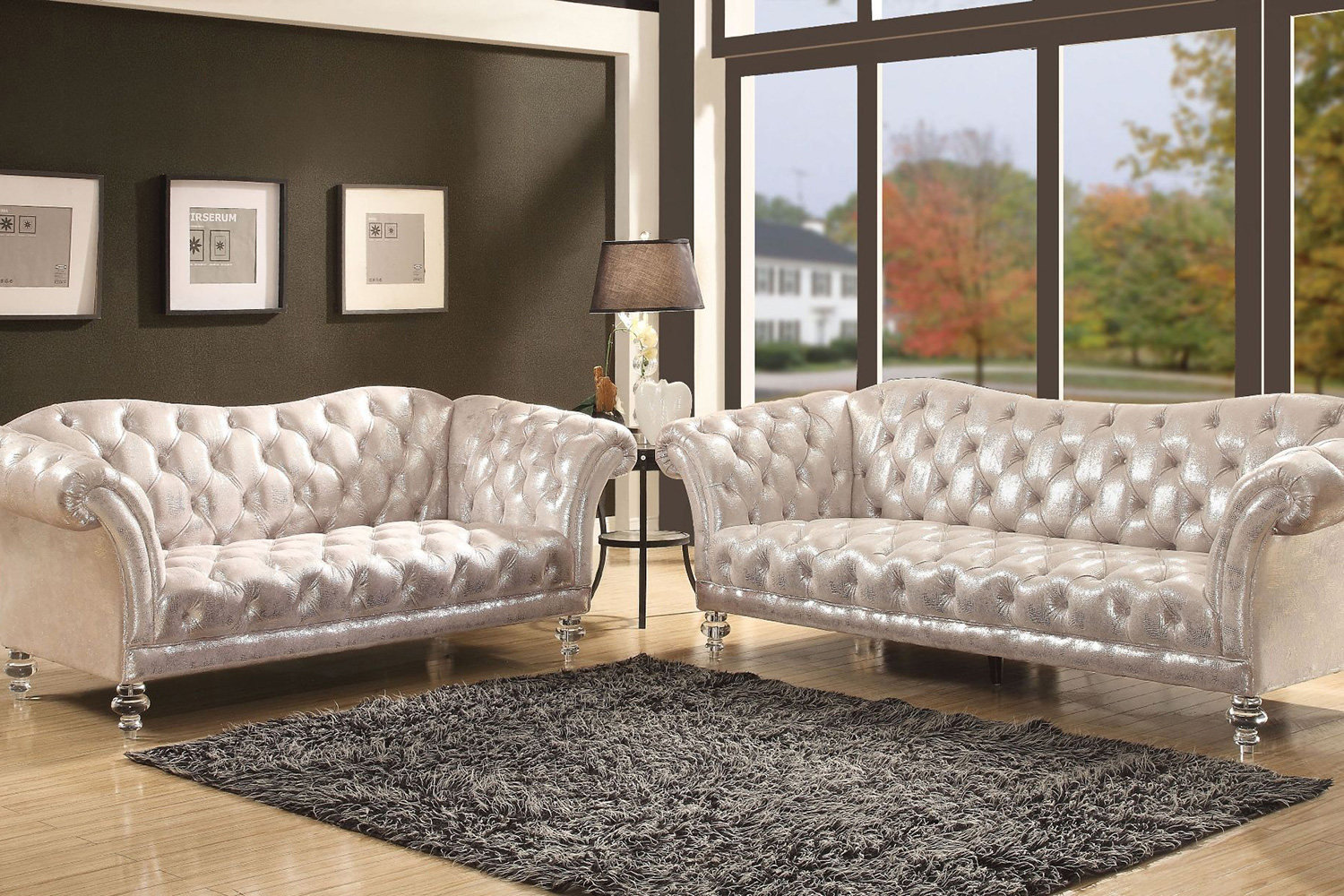 ACME - Dixie Sofa in Metallic Silver