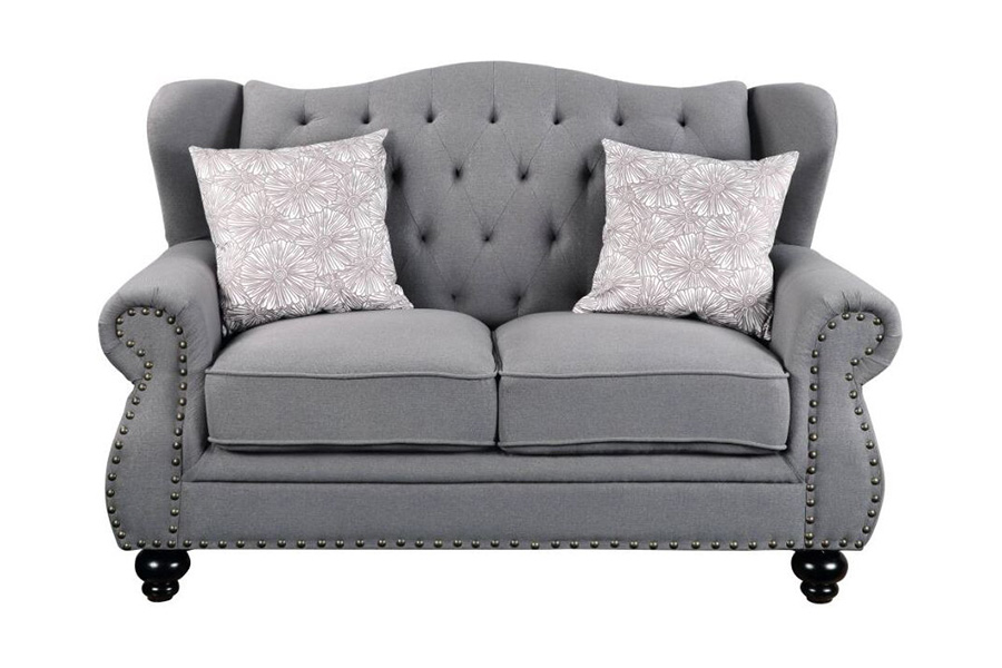 ACME - Hannes Loveseat with 2 Pillows in Gray