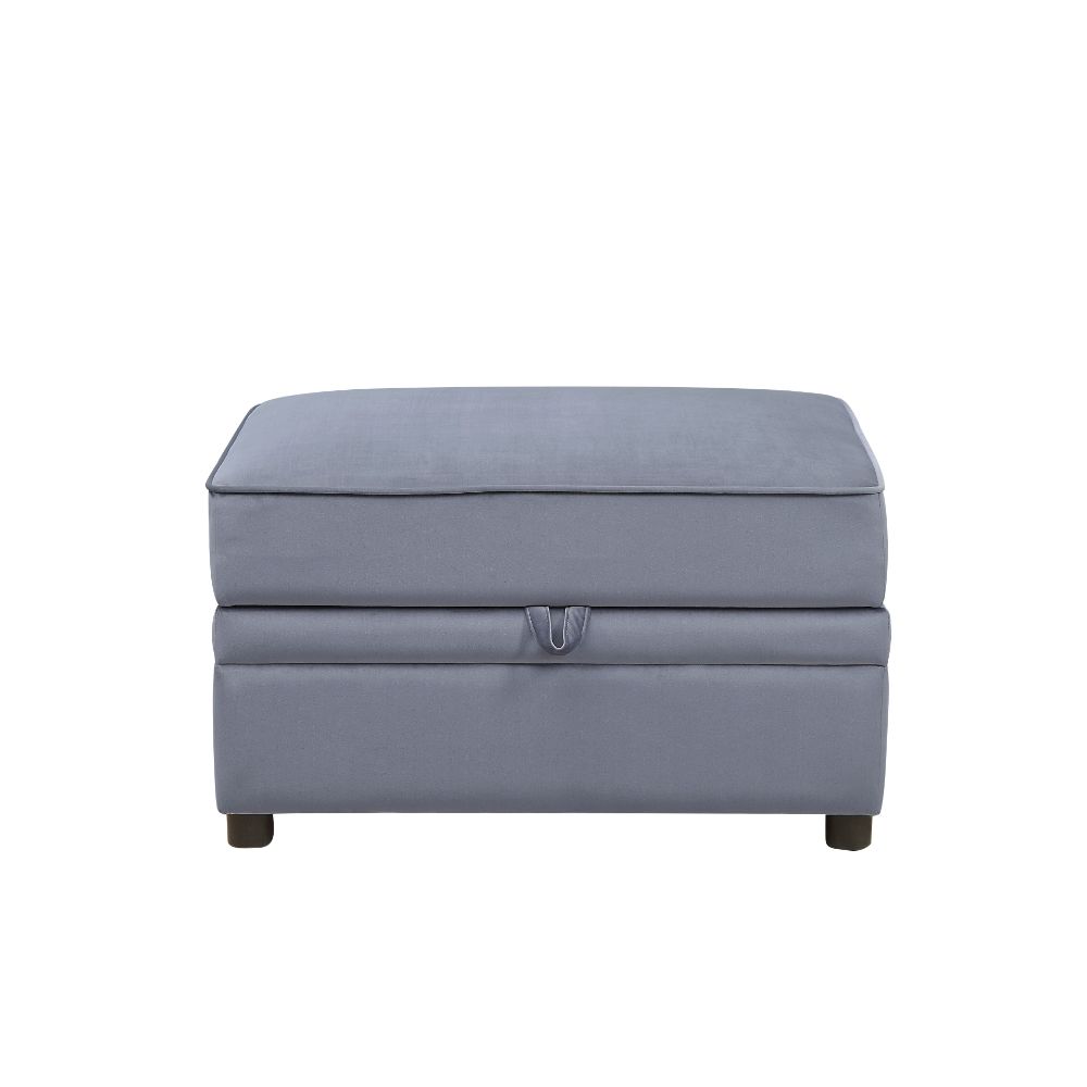 ACME - Bois II Ottoman with Storage in Gray Velvet