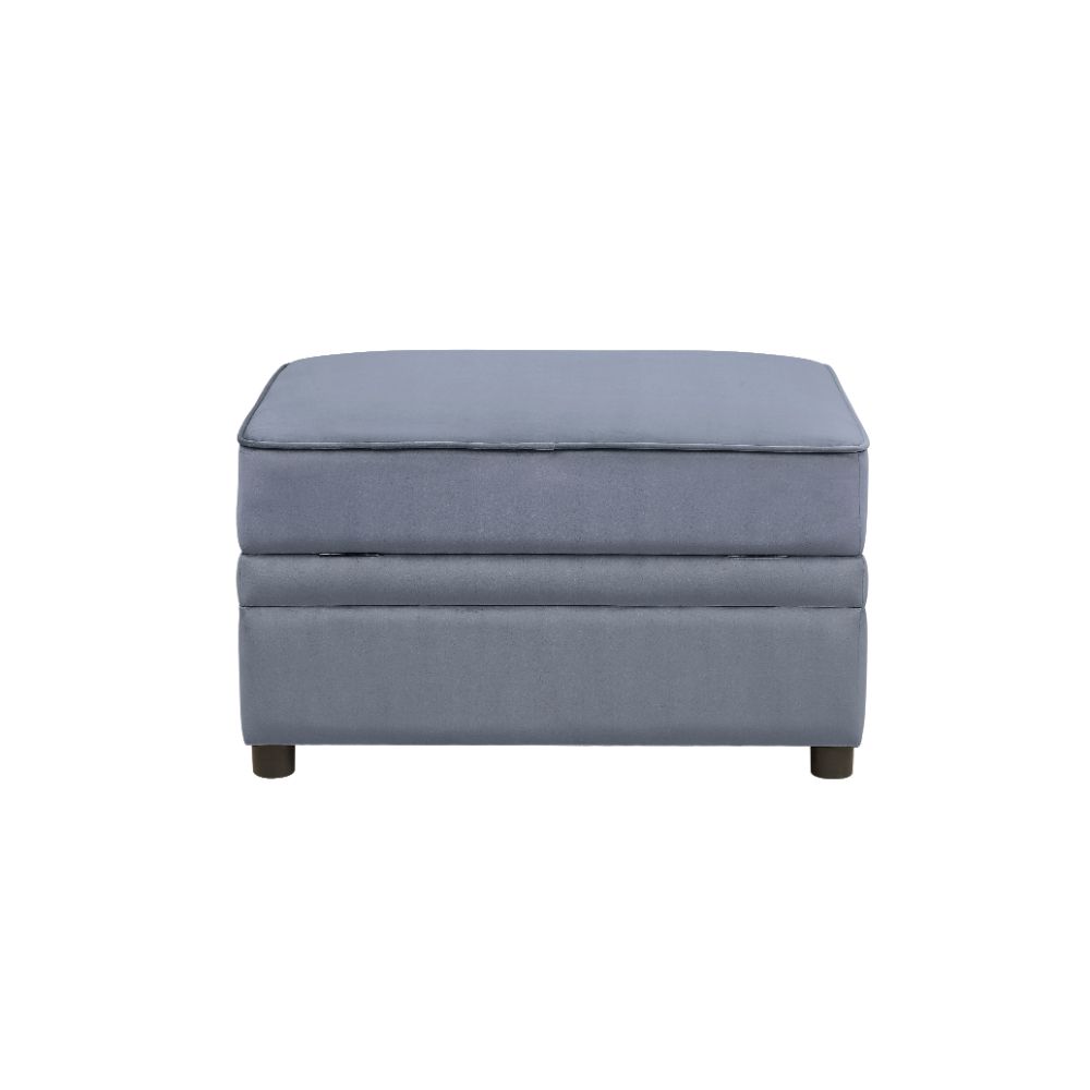 ACME - Bois II Ottoman with Storage in Gray Velvet