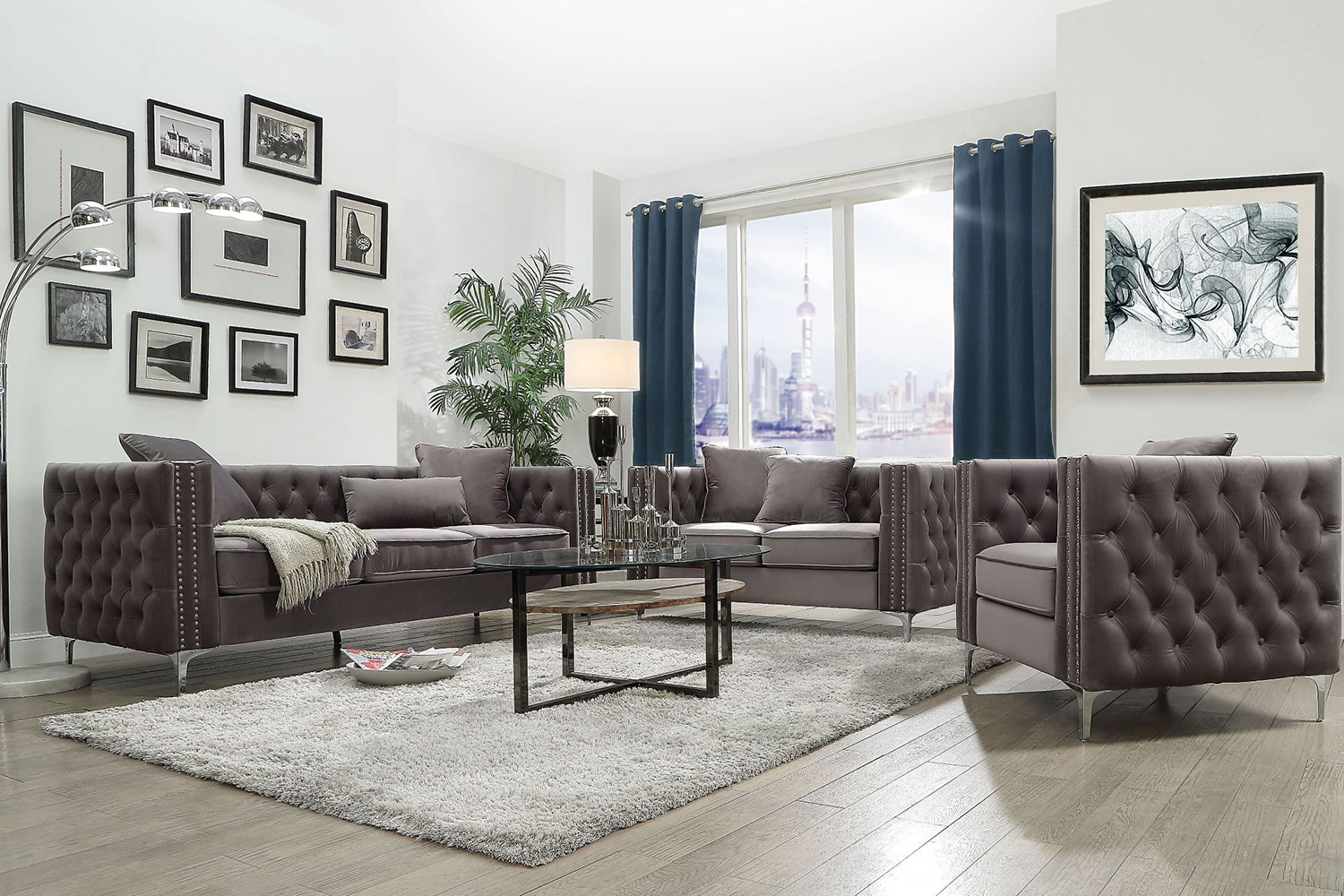 ACME - Gillian II Loveseat in Dark Gray