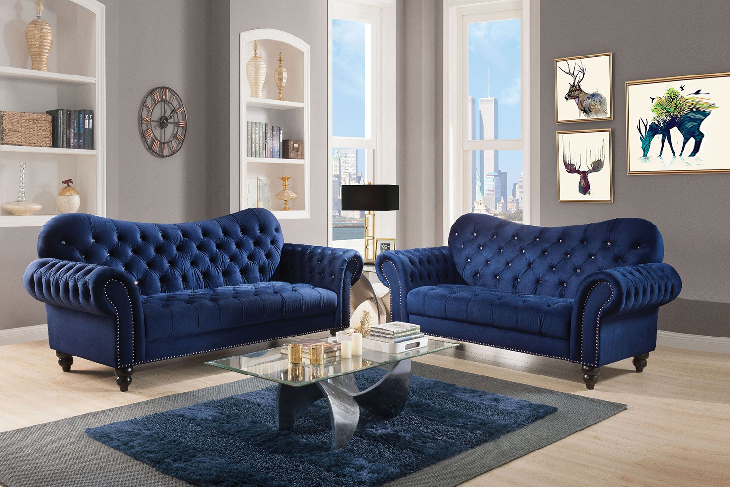 ACME Iberis Sofa - Navy Velvet