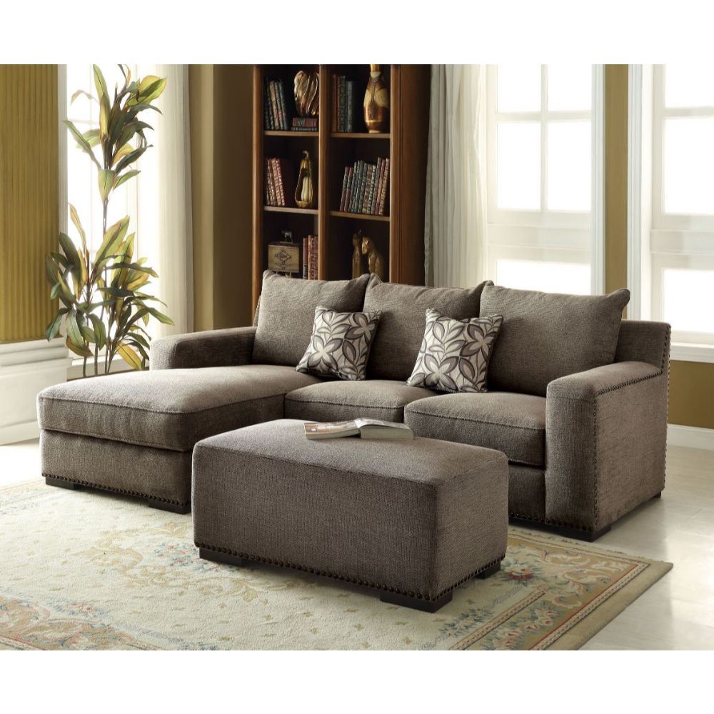 ACME - Ushury Sectional Sofa in Gray Chenille (2-Tone)