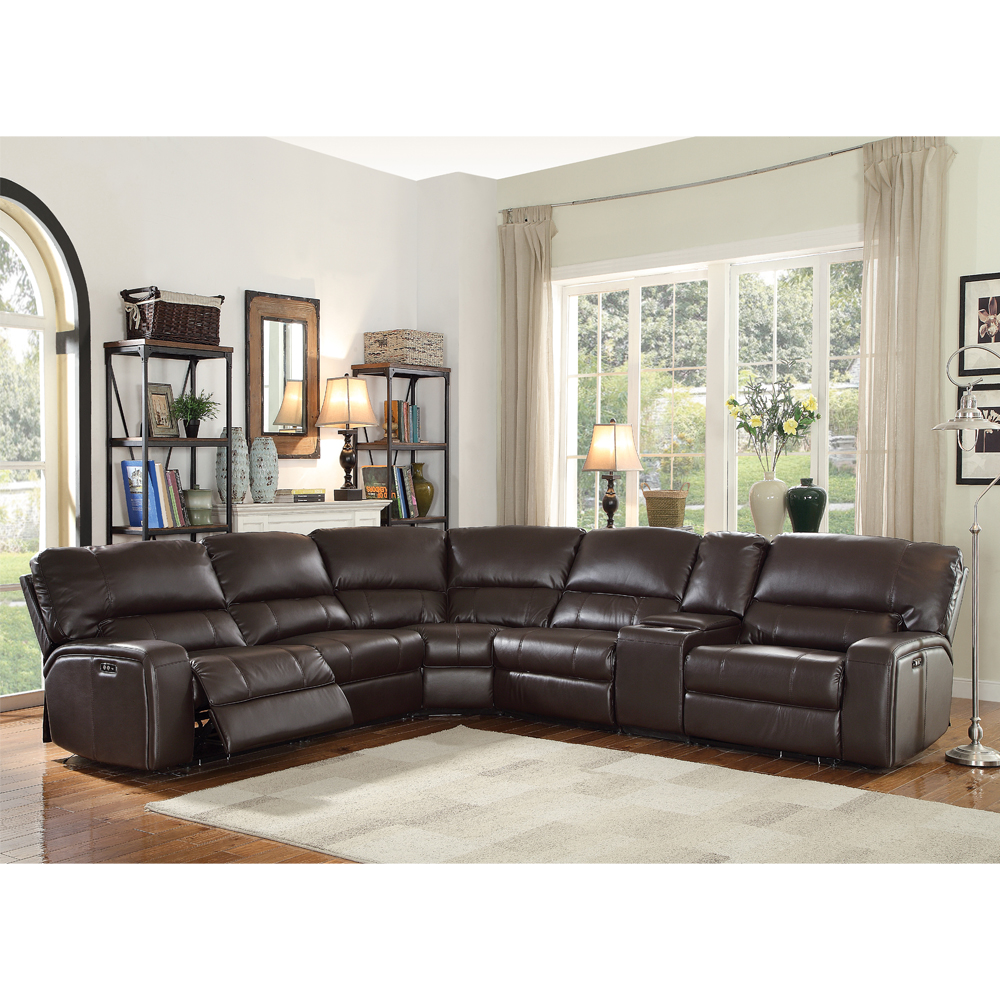 ACME Saul Power Motion Sectional Sofa - Espresso-Aire, 127"L