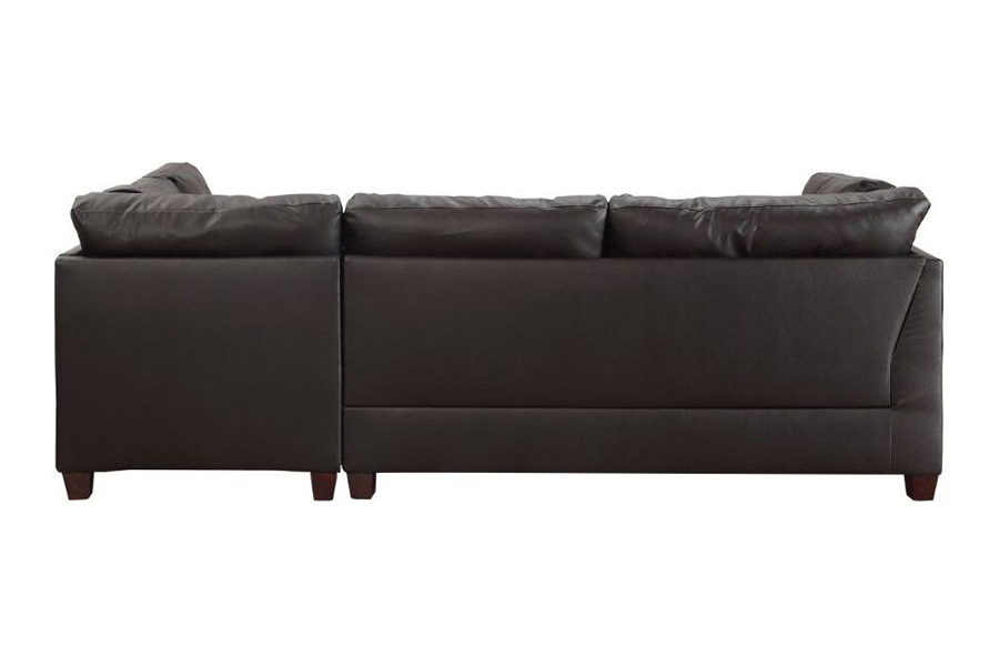 ACME Laurissa Sectional Sofa and Ottoman with 2 Pillows - Ebony Pu