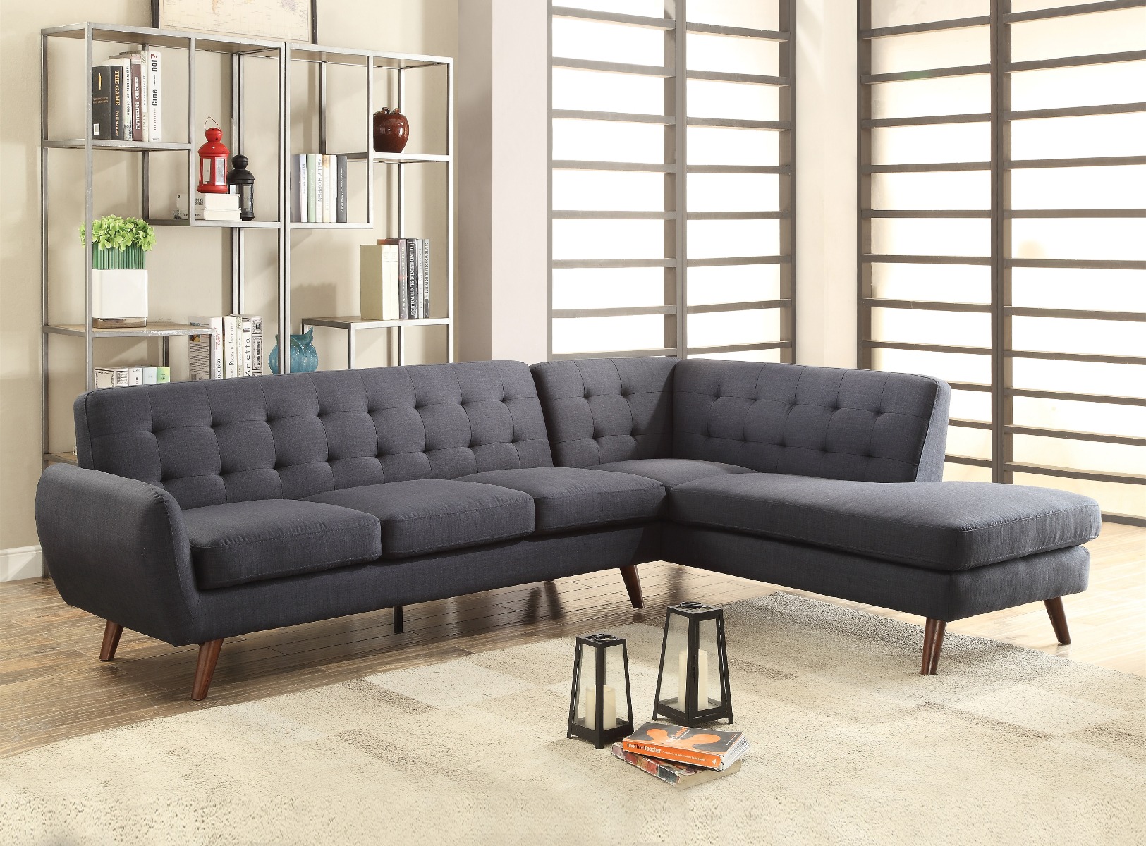 ACME - Right Facing Sectional Sofa in Gray