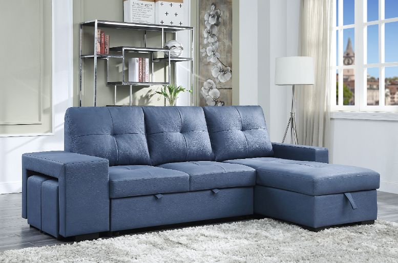 ACME - Strophios Sectional Sofa in Blue