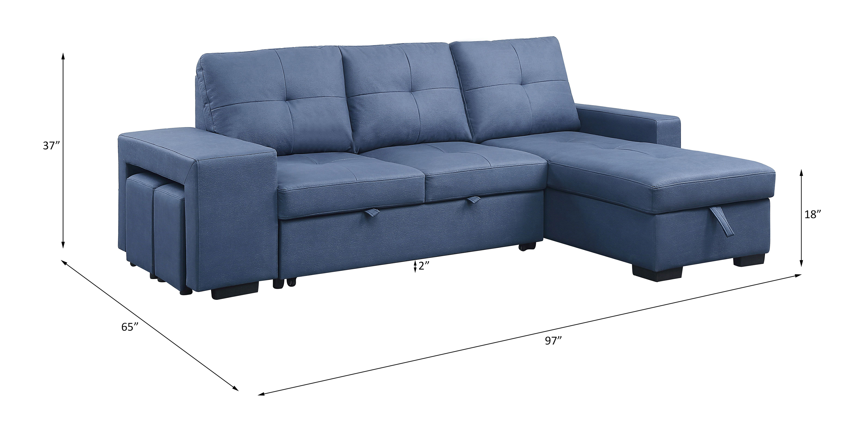 ACME - Strophios Sectional Sofa in Blue