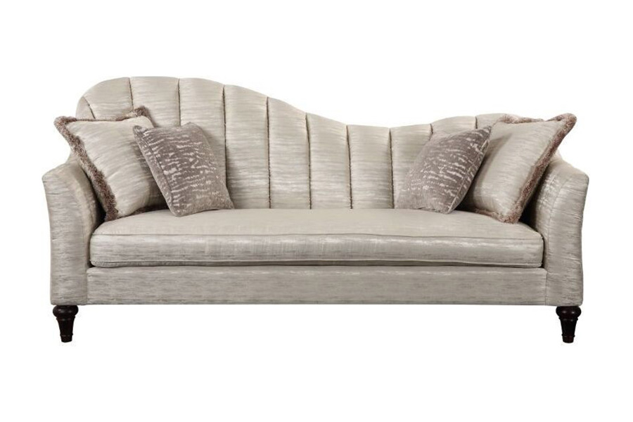 ACME - Athalia Sofa with 4 Pillows in Shimmering Pearl