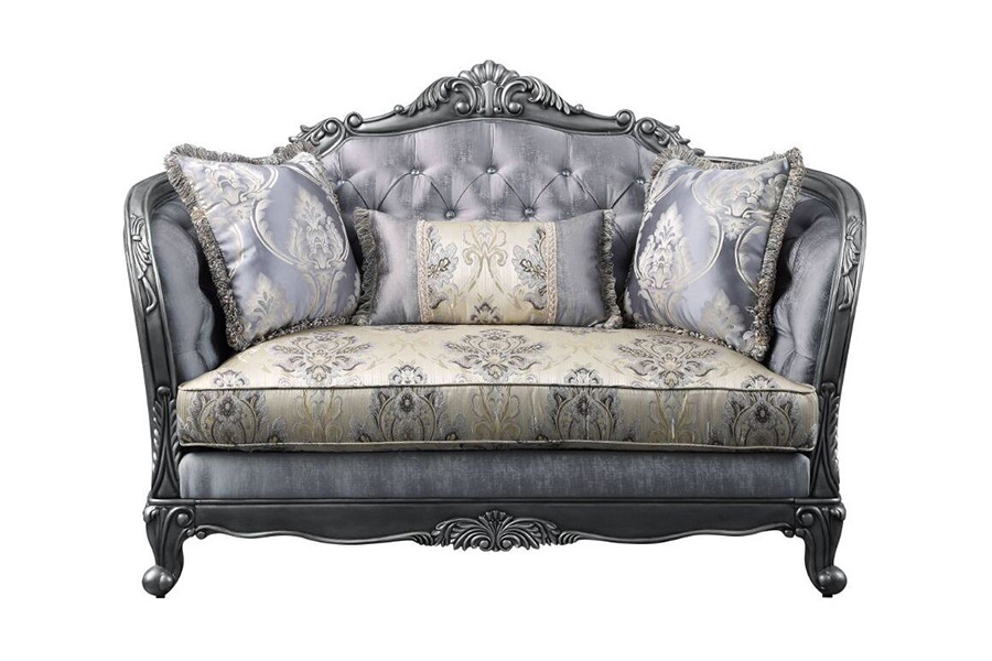 ACME - Ariadne Loveseat with 3 Pillows in Platinum