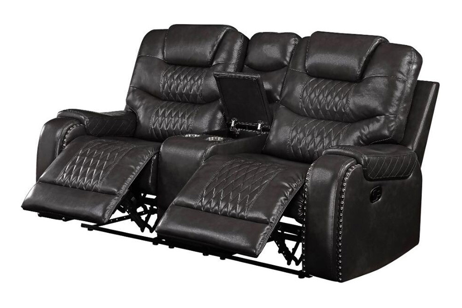 ACME Braylon Motion Loveseat with Console - Magnetite PU