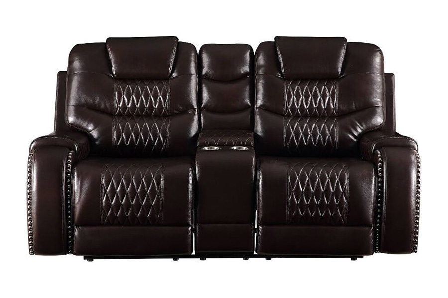 ACME Braylon Motion Loveseat with Console - Brown PU