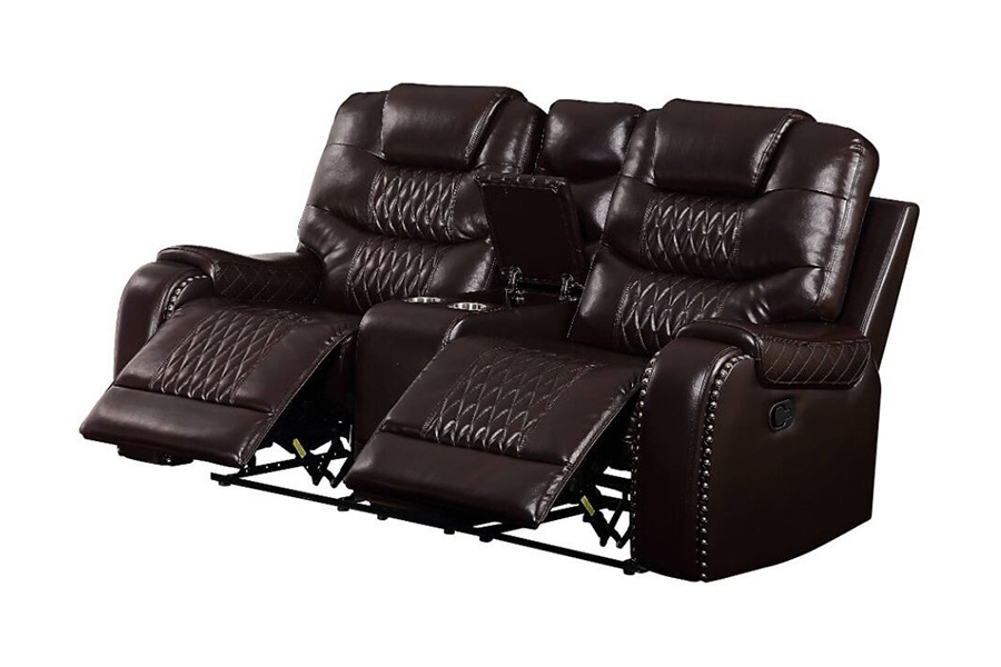 ACME Braylon Motion Loveseat with Console - Brown PU