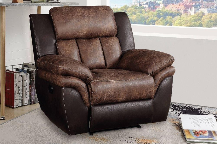 ACME - Jaylen Motion Recliner in Toffee/Espresso Polished Microfiber