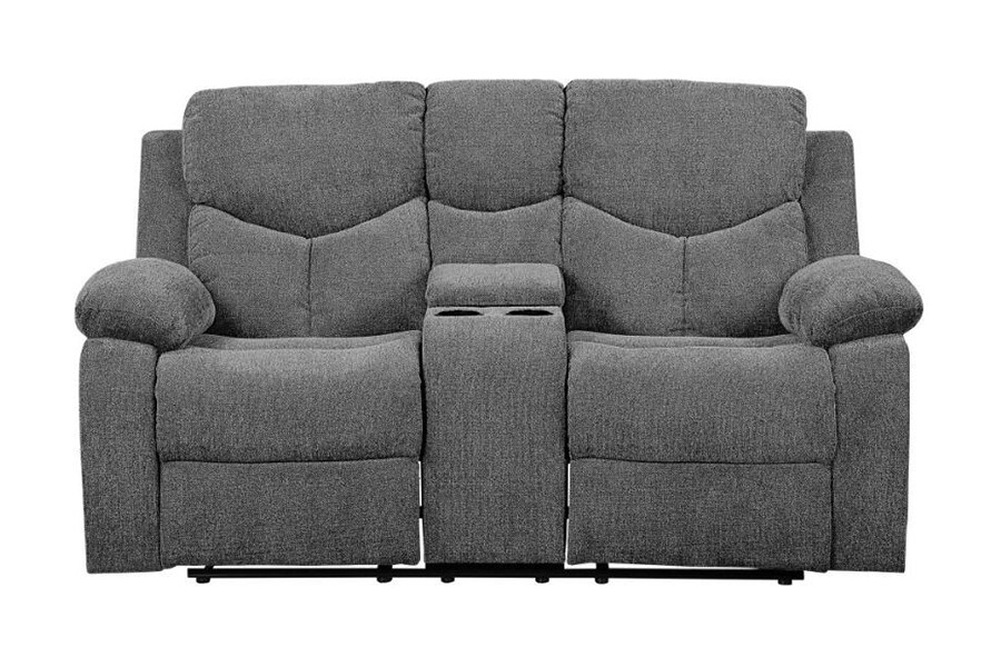 ACME - Kalen Motion Loveseat with Console in Gray Chenille