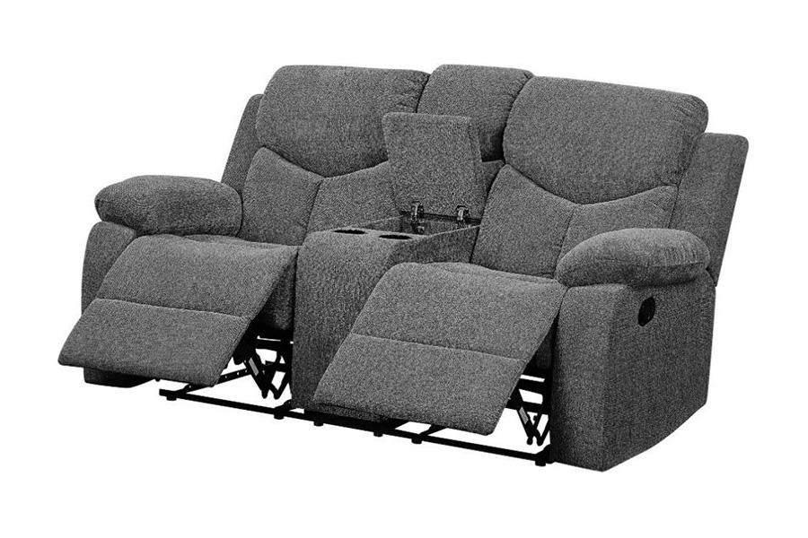 ACME - Kalen Motion Loveseat with Console in Gray Chenille