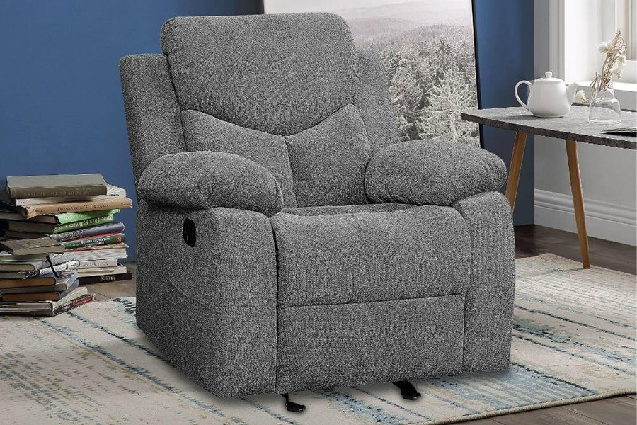 ACME - Kalen Motion Glider Recliner in Gray Chenille