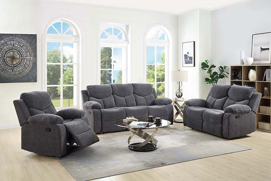 ACME - Kalen Motion Loveseat in Gray Chenille