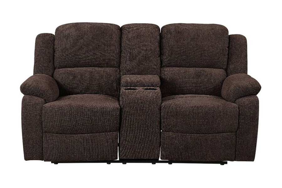 ACME - Madden Motion Loveseat with Console in Brown Chenille