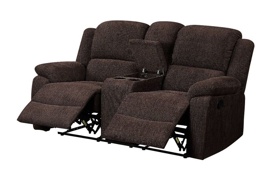 ACME - Madden Motion Loveseat with Console in Brown Chenille