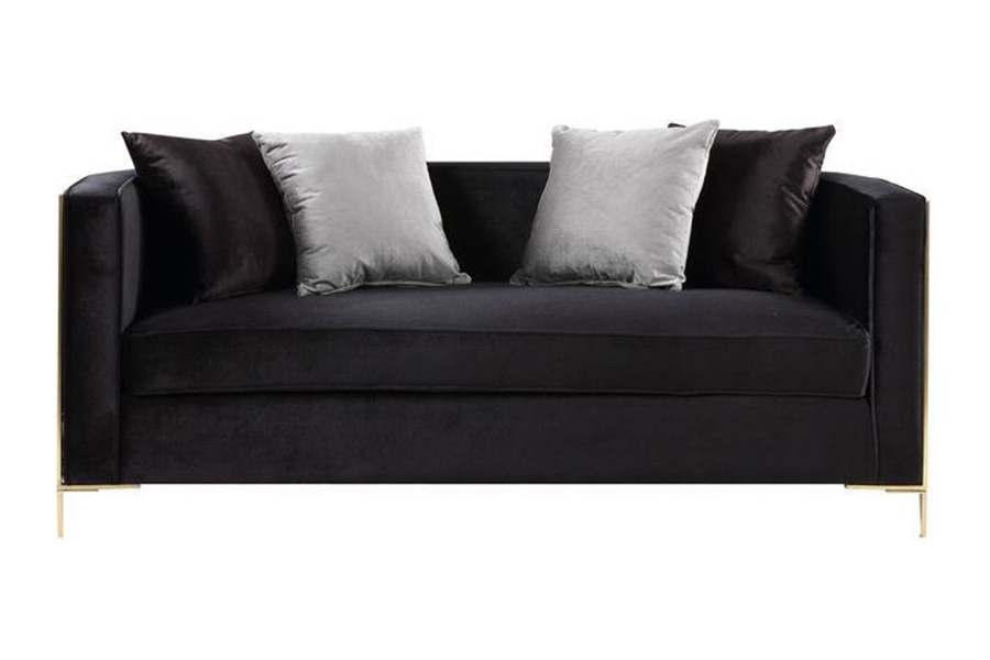 ACME - Fergal Loveseat with 4 Pillows in Black/Gold