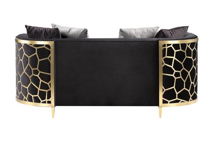 ACME - Fergal Loveseat with 4 Pillows in Black/Gold