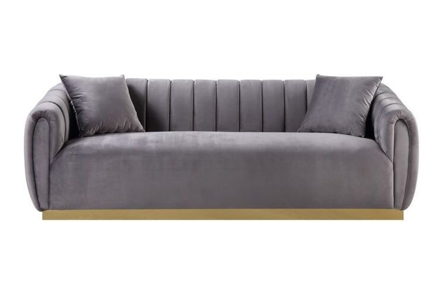 ACME - Elchanon Sofa with 2 Pillows in Gray/Gold