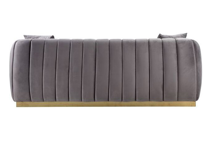 ACME - Elchanon Sofa with 2 Pillows in Gray/Gold