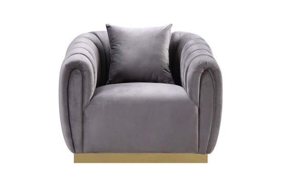 ACME™ Elchanon Chair with Pillow - Gray/Gold