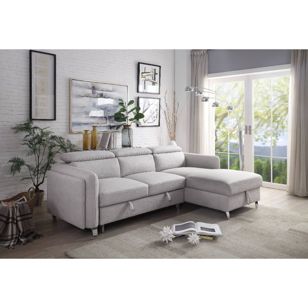 ACME - Reyes Sectional Sofa in Beige Nubuck (56040A)