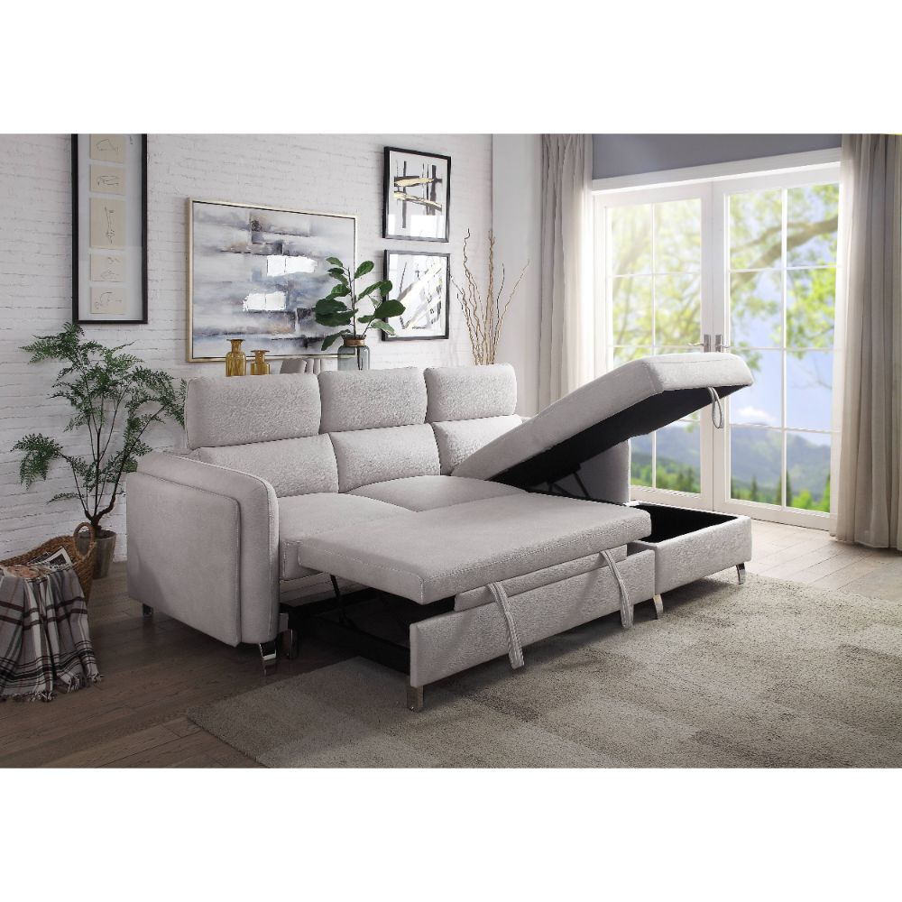 ACME - Reyes Sectional Sofa in Beige Nubuck (56040A)