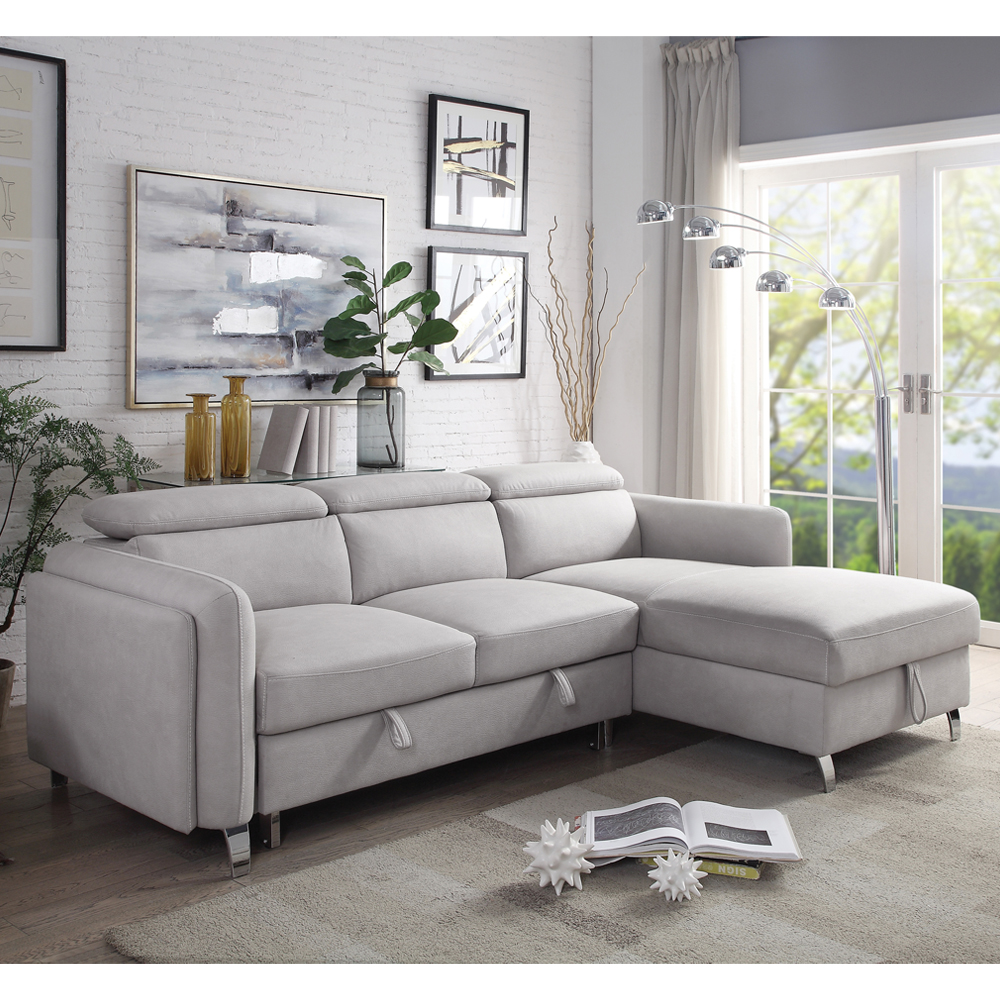 ACME - Reyes Sectional Sofa in Beige Nubuck (56040B)